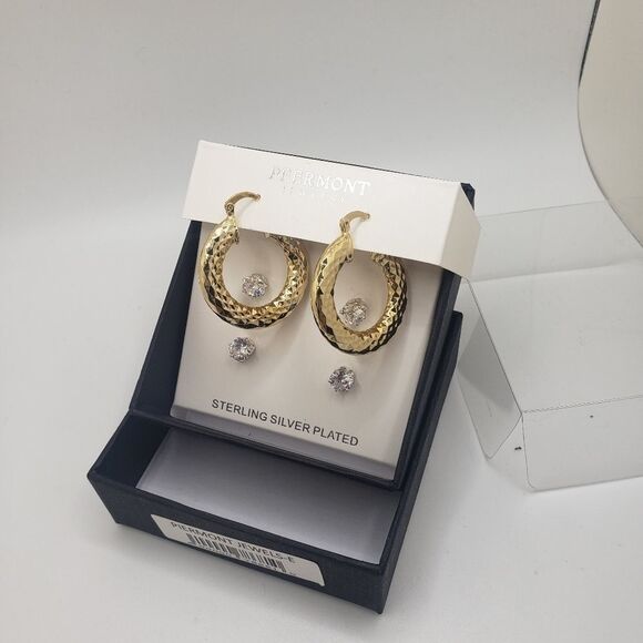 Peermont gold hoop Earrings and crystal studs - Picture 3 of 9